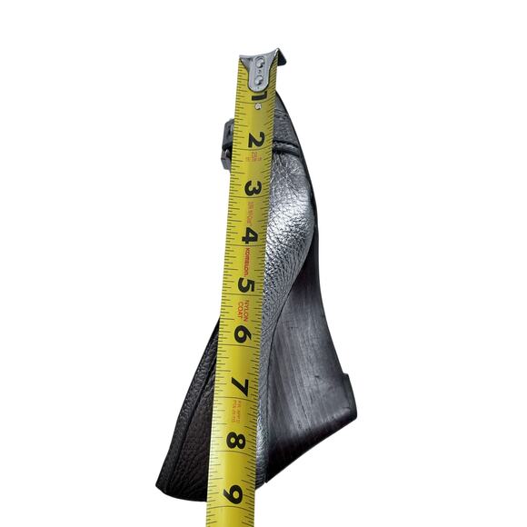 Tory Burch Ambrose Pewter Pebbled Leather Wedge Heels Size ~8-8.5 - Picture 9 of 9